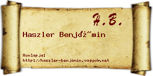 Haszler Benjámin névjegykártya